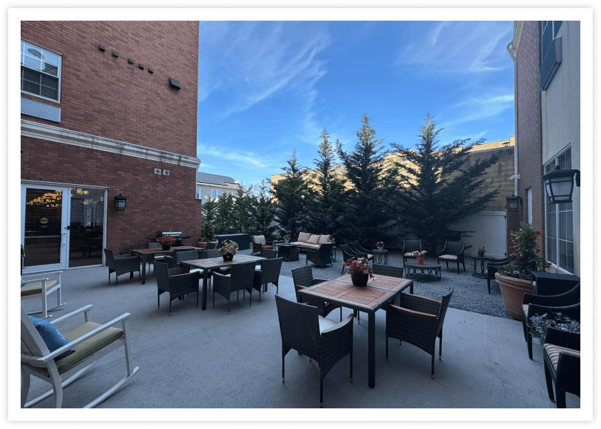 External area of a restaurant with tables