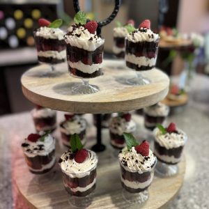 Round tray with specialty desserts